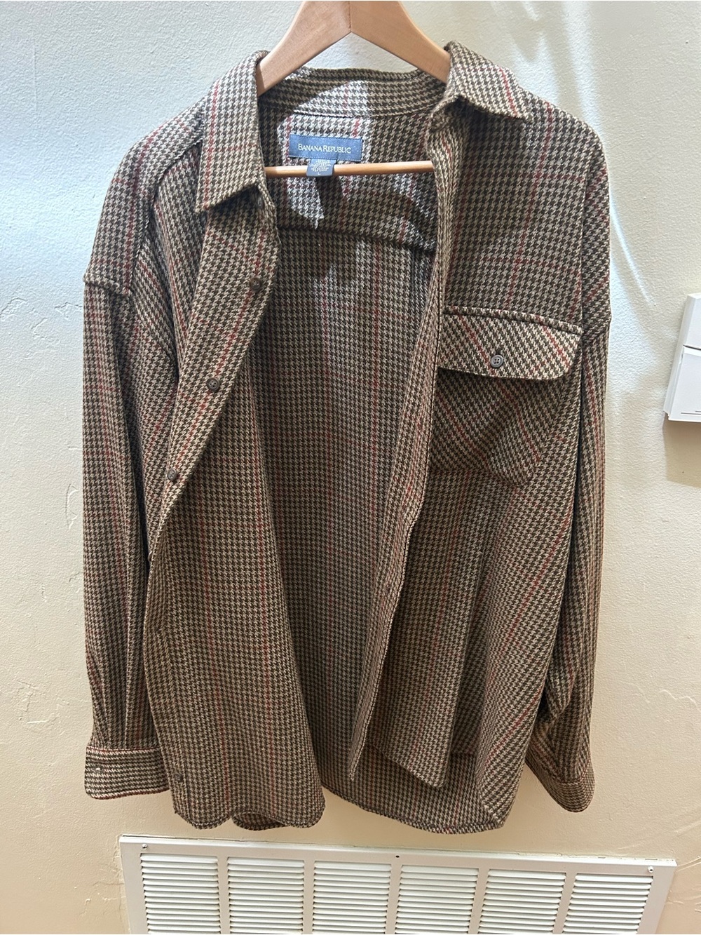 Vintage Banana Republic Brown Button-Down Shirt with suede leather patches - Picture 8 of 9